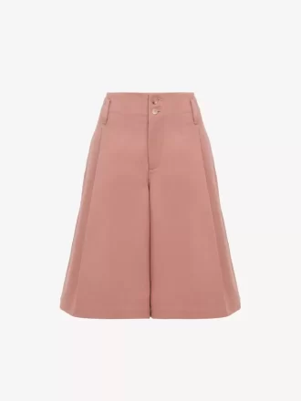 Bermudashorts med hög midja och vida ben i bomull Bermudashorts med hög midja och vida ben i bomull