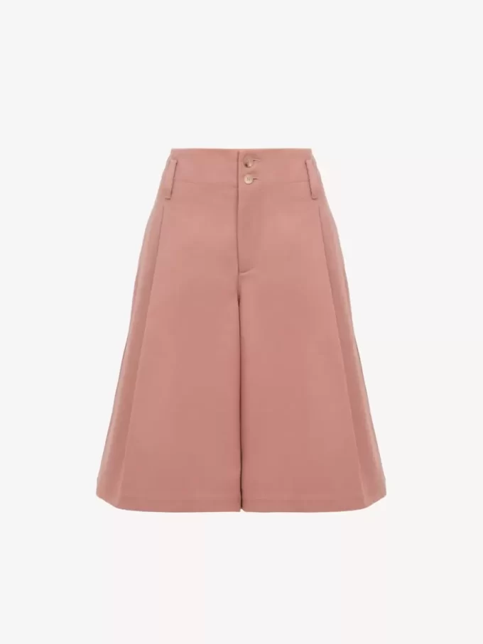 Bermudashorts med hög midja och vida ben i bomull Bermudashorts med hög midja och vida ben i bomull