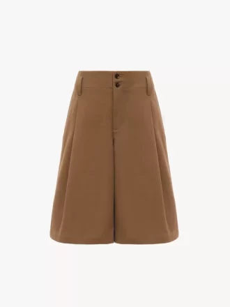 Bermudashorts med hög midja och vida ben i bomull Bermudashorts med hög midja och vida ben i bomull