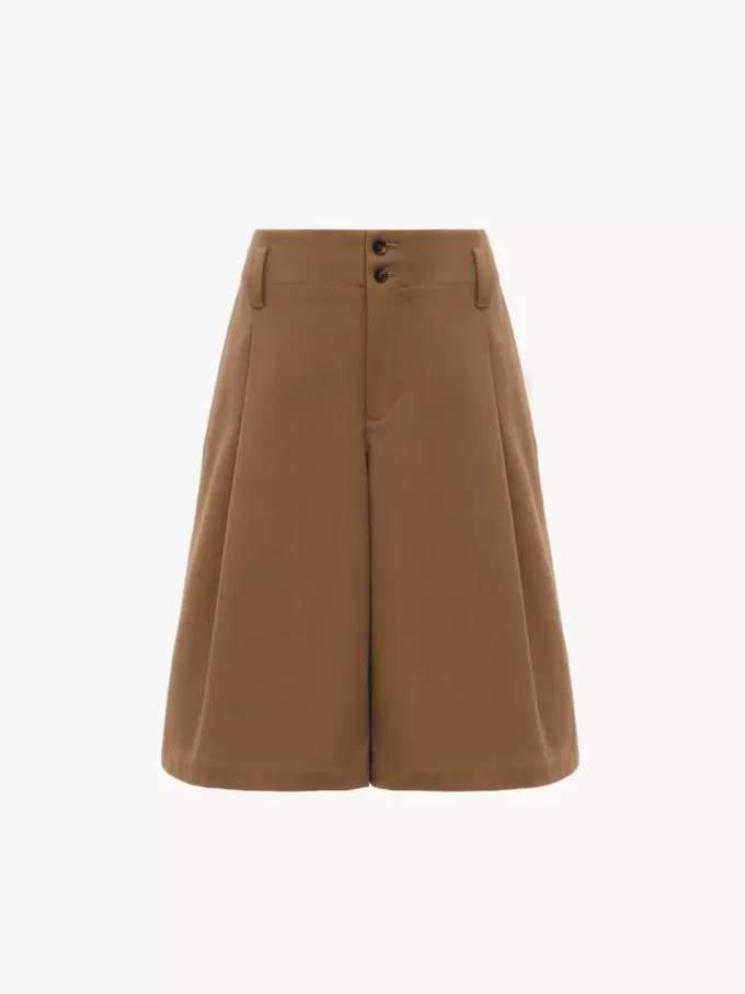 Bermudashorts med hög midja och vida ben i bomull Bermudashorts med hög midja och vida ben i bomull