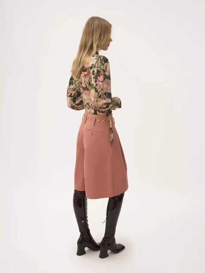 Bermudashorts med hög midja och vida ben i bomull Bermudashorts med hög midja och vida ben i bomull