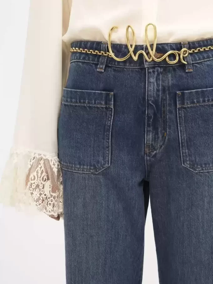 Beskurna bootcut-jeans i denim Beskurna bootcut-jeans i denim