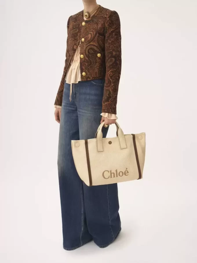 Chloé Carry-väska i fiber med raffiaeffekt Chloé Carry-väska i fiber med raffiaeffekt