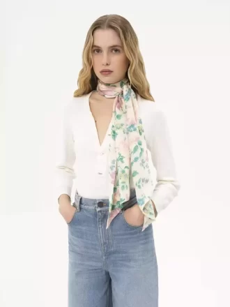 Chloé Peonies bred bandeau halsduk i siden charmeuse Chloé Peonies bred bandeau halsduk i siden charmeuse