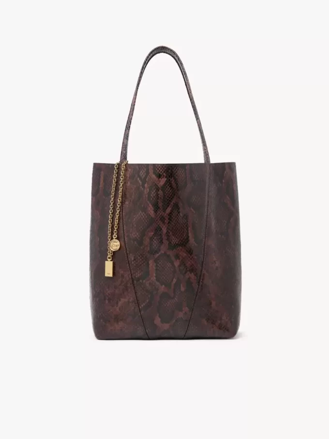 Chloé Spin tote-väska i läder med pytonmönstrad look Chloé Spin tote-väska i läder med pytonmönstrad look