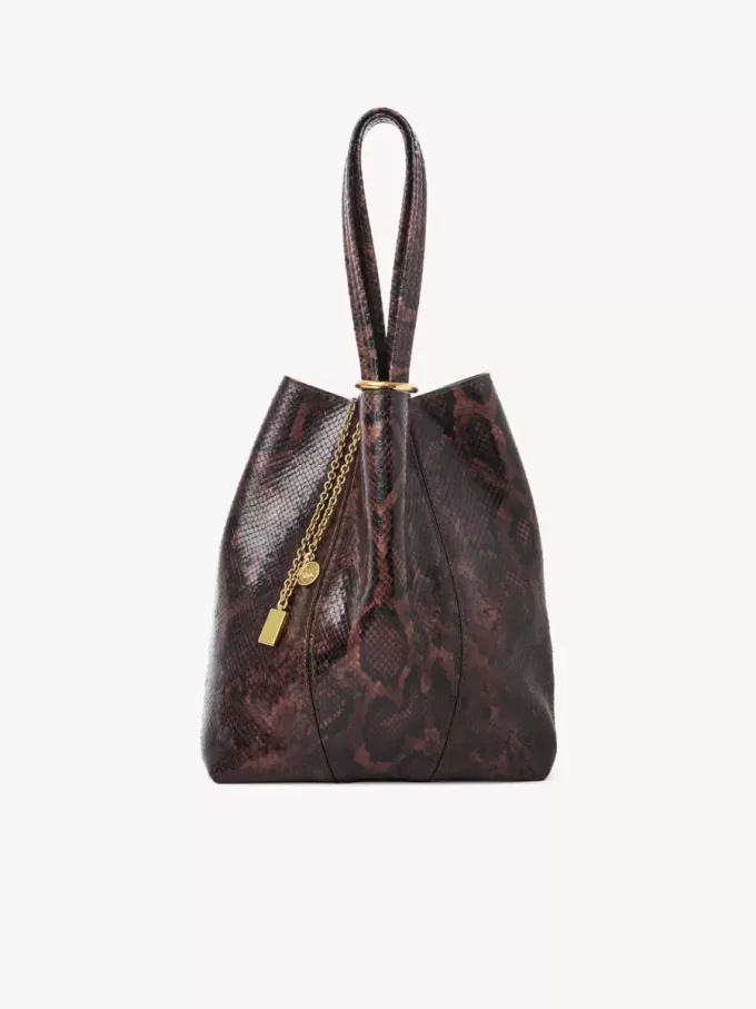 Chloé Spin tote-väska i läder med pytonmönstrad look Chloé Spin tote-väska i läder med pytonmönstrad look