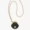 Halsband med Micro Horse Medal-myntväska i narvat läder Halsband med Micro Horse Medal-myntväska i narvat läder