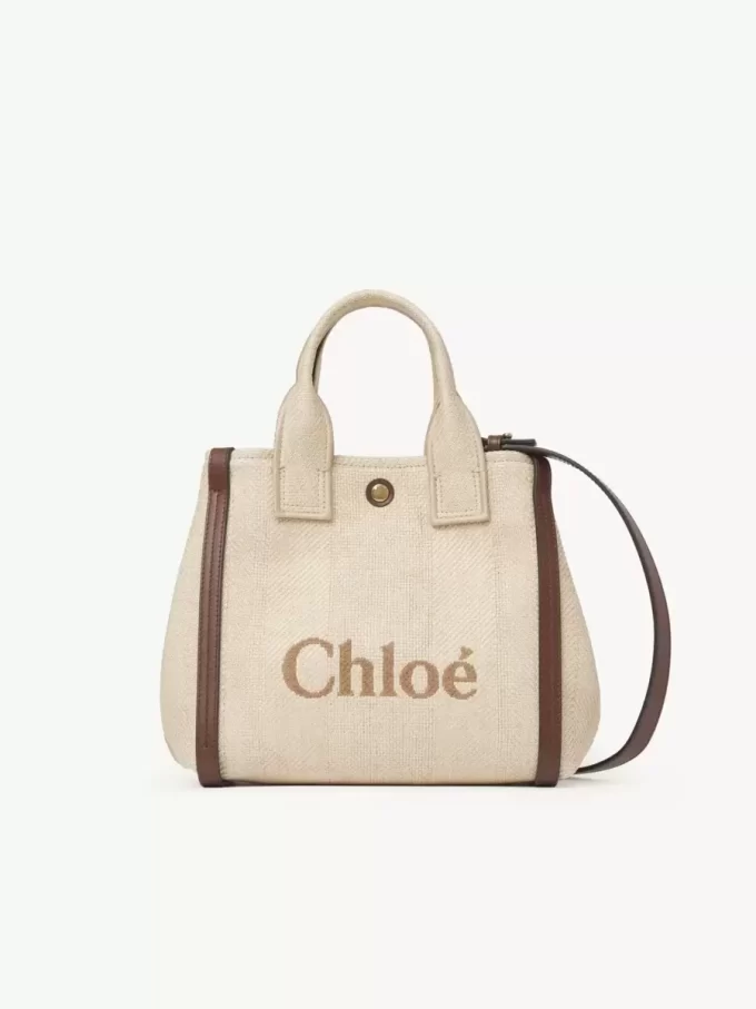 Liten Chloé Carry-väska i raffia-effekt Liten Chloé Carry-väska i raffia-effekt