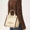Liten Chloé Carry-väska i raffia-effekt Liten Chloé Carry-väska i raffia-effekt