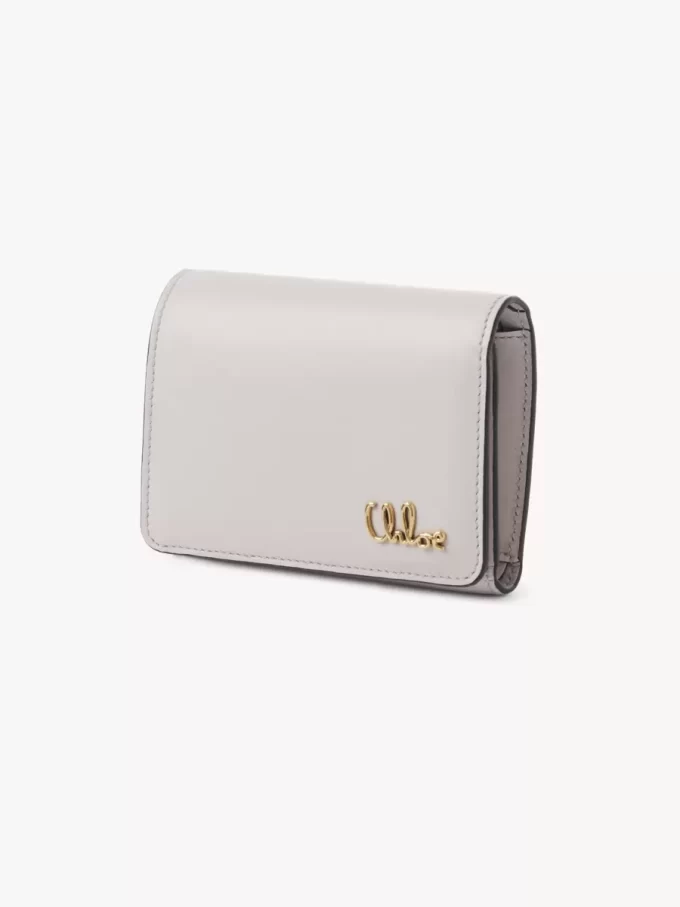 Liten Chloé Iconic trefaldig väska med myntficka i narvat läder Liten Chloé Iconic trefaldig väska med myntficka i narvat läder