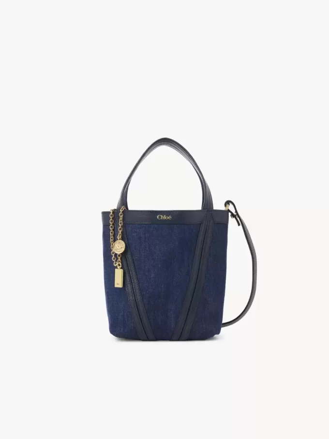 Liten Chloé Spin tote-väska i denim Liten Chloé Spin tote-väska i denim
