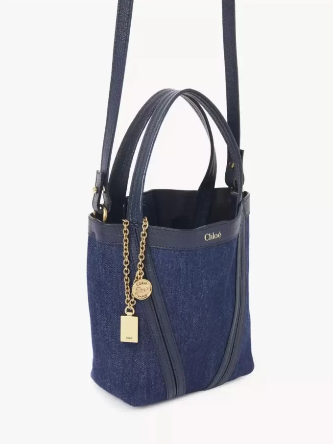 Liten Chloé Spin tote-väska i denim Liten Chloé Spin tote-väska i denim