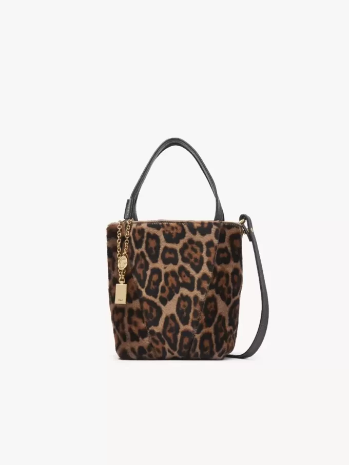 Liten Chloé Spin tote-väska i leopardmönstrat fårskinn Liten Chloé Spin tote-väska i leopardmönstrat fårskinn
