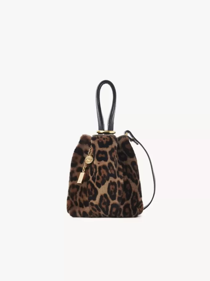 Liten Chloé Spin tote-väska i leopardmönstrat fårskinn Liten Chloé Spin tote-väska i leopardmönstrat fårskinn