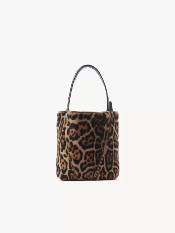 Liten Chloé Spin tote-väska i leopardmönstrat fårskinn Liten Chloé Spin tote-väska i leopardmönstrat fårskinn