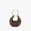Mini Armband Hobo-väska i leopardmönstrat fårskinn Mini Armband Hobo-väska i leopardmönstrat fårskinn