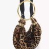 Mini Armband Hobo-väska i leopardmönstrat fårskinn Mini Armband Hobo-väska i leopardmönstrat fårskinn
