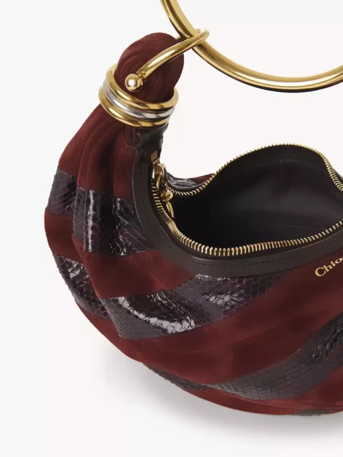 Mini Armband Hobo-väska i mocka och ormskinn Mini Armband Hobo-väska i mocka och ormskinn