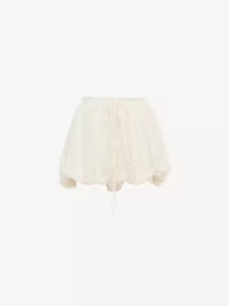 Minishorts i sidenmousseline med blommig spets Minishorts i sidenmousseline med blommig spets