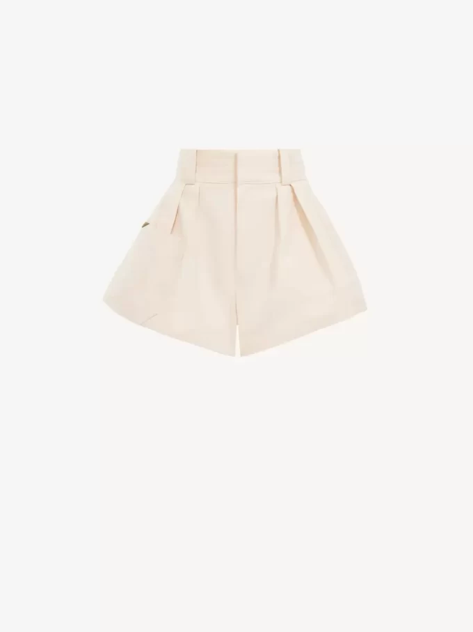 Minishorts med hög midja i bomullscanvas Minishorts med hög midja i bomullscanvas