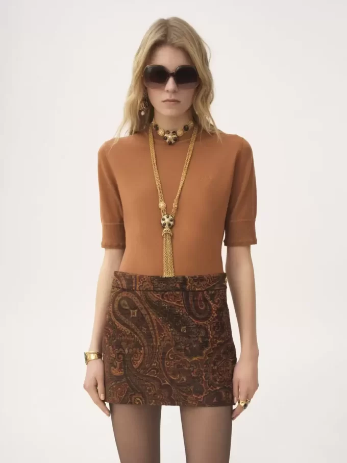 Rak minikjol i vävd jacquard Rak minikjol i vävd jacquard
