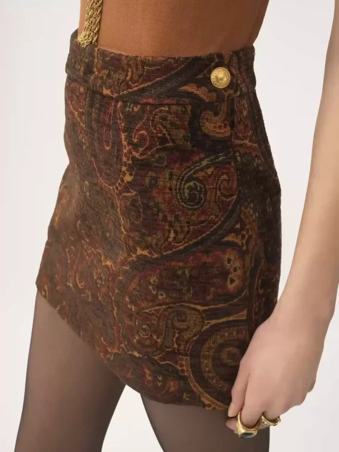 Rak minikjol i vävd jacquard Rak minikjol i vävd jacquard