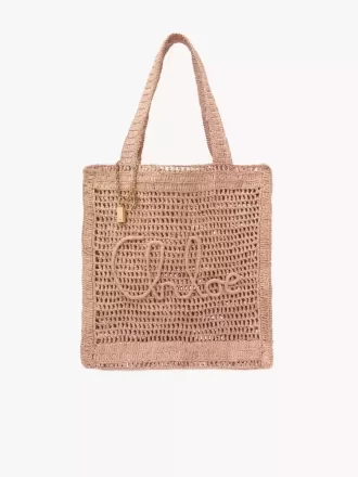 Sommarväska med bananmotiv i raffia Sommarväska med bananmotiv i raffia