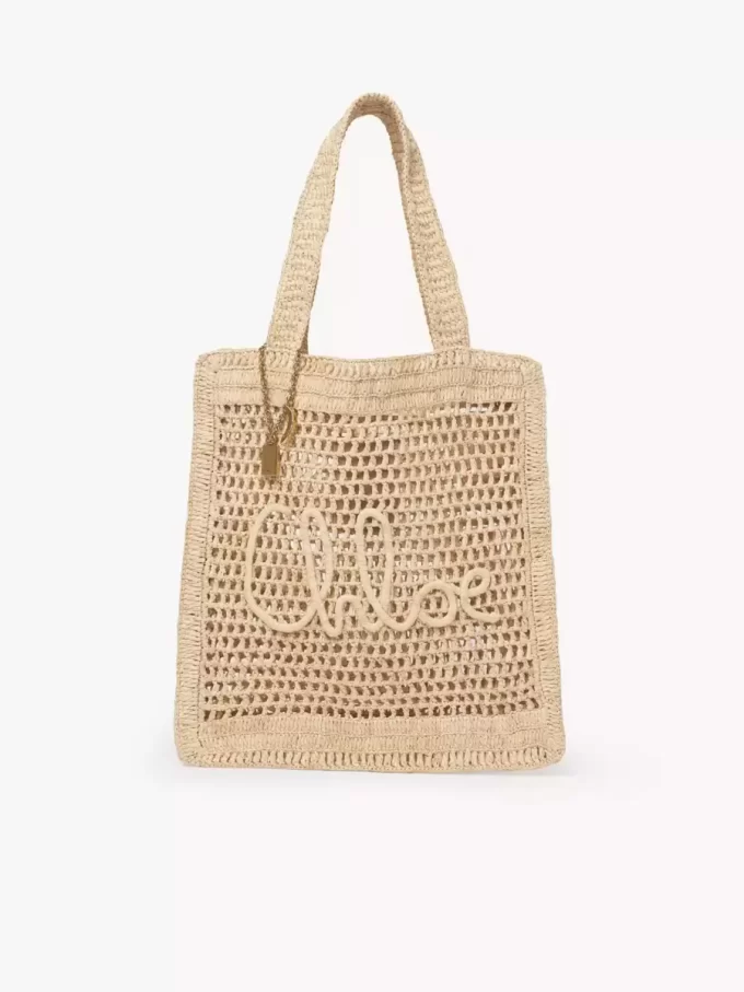 Sommarväska med bananmotiv i raffia Sommarväska med bananmotiv i raffia