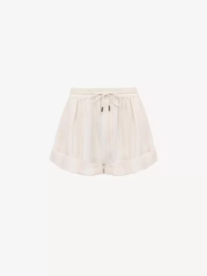Uppvikbara shorts i bomull med dragsko Uppvikbara shorts i bomull med dragsko