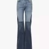 Utsvängda jeans i denim med lappmönster Utsvängda jeans i denim med lappmönster