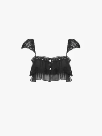 Volangbralette i sidenmousseline och spets Volangbralette i sidenmousseline och spets