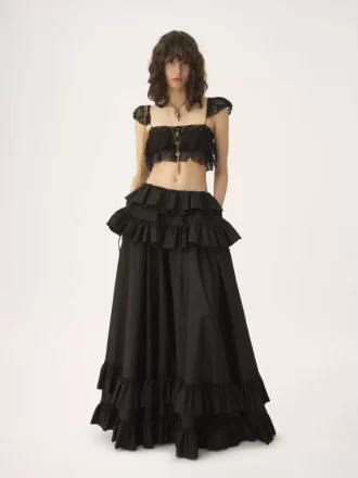 Layered maxi kjol i tvättad sidentaft Layered maxi kjol i tvättad sidentaft