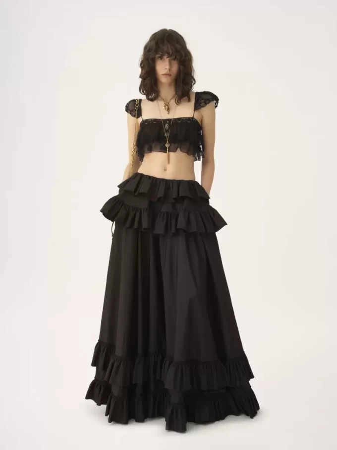 Volangbralette i sidenmousseline och spets Volangbralette i sidenmousseline och spets