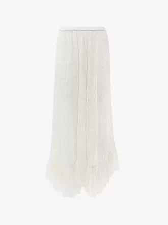 Volangkjol i blommig spetsjacquard Volangkjol i blommig spetsjacquard