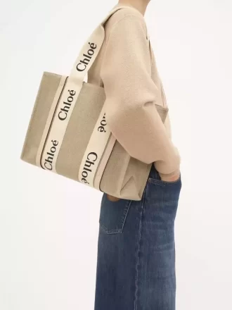 Woody tote-väska i linne Woody tote-väska i linne