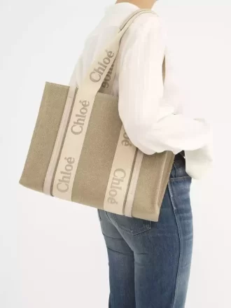 Woody tote-väska i linne Woody tote-väska i linne