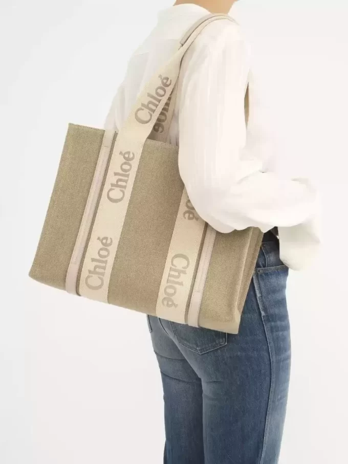 Woody tote-väska i linne Woody tote-väska i linne