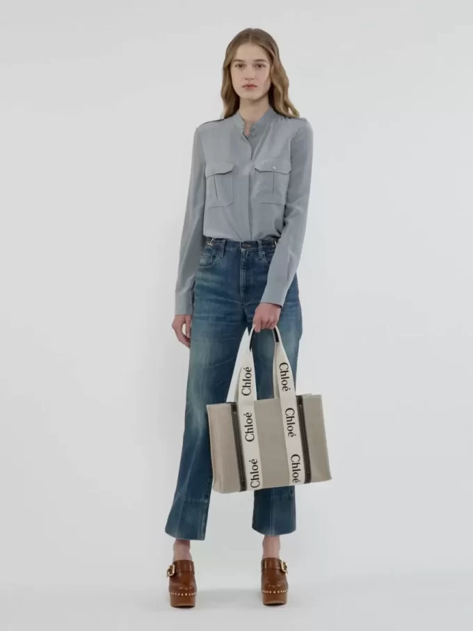 Woody tote-väska i linne Woody tote-väska i linne