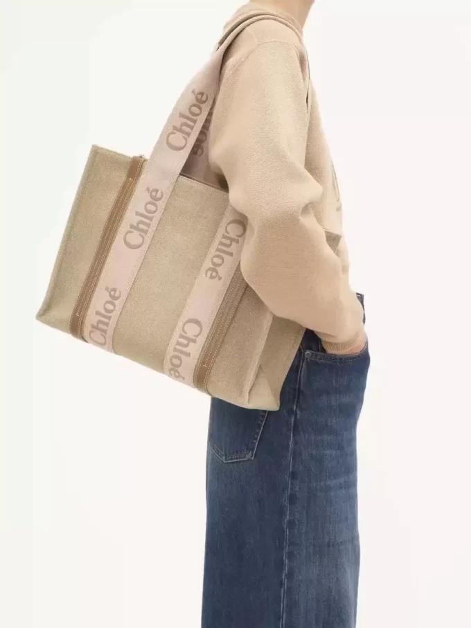 Woody tote-väska i linne Woody tote-väska i linne
