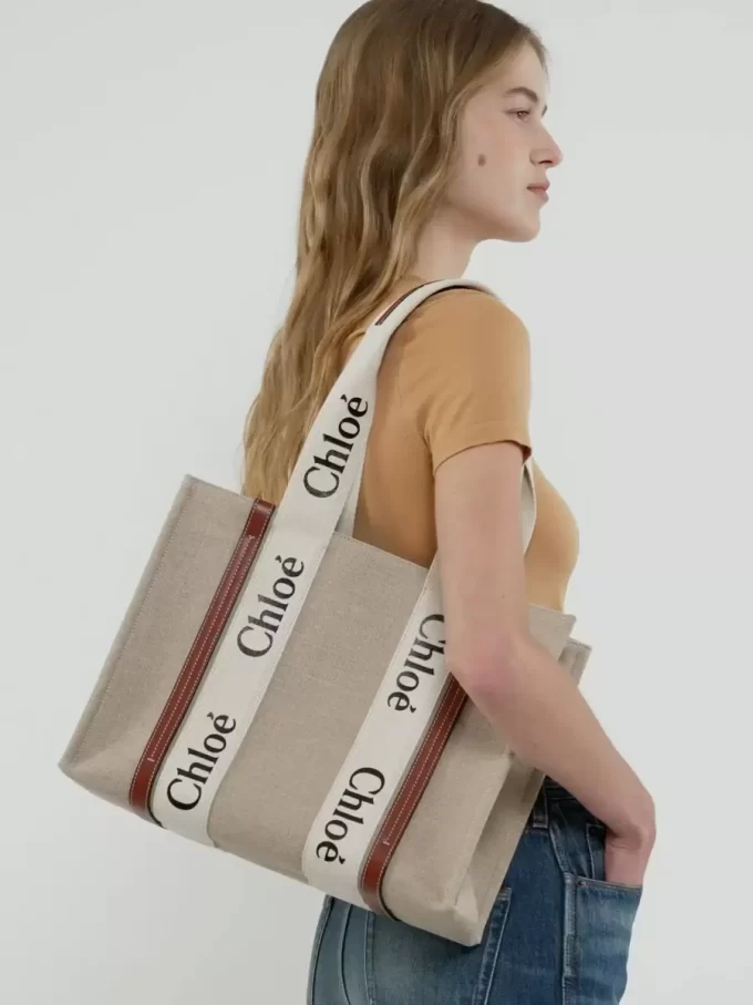 Woody tote-väska i linne Woody tote-väska i linne