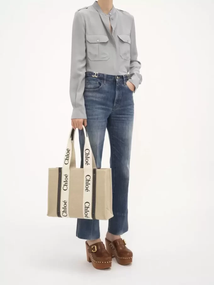 Woody tote-väska i linne Woody tote-väska i linne