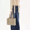 Woody tote-väska i linne och läder Woody tote-väska i linne och läder